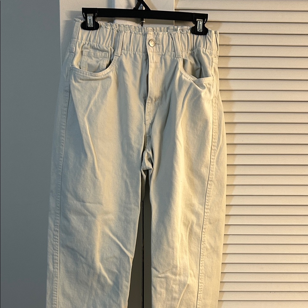 Cream High-Waisted Pants